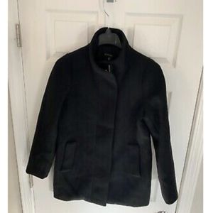 NWT J. Crew Mercantile Black Zip Up Pea Coat J6140